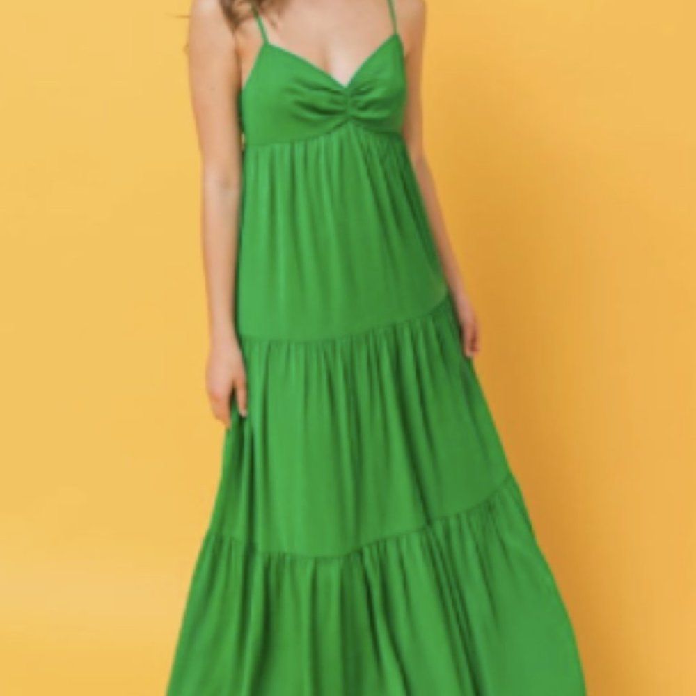 Green woven maxi dress from Flying Tomato